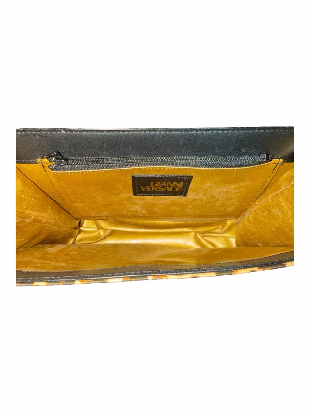 RARE Vintage Gianni Versace Barocco Leopard Canvas Top Handle Bag Medallion - Picture 6 of 7